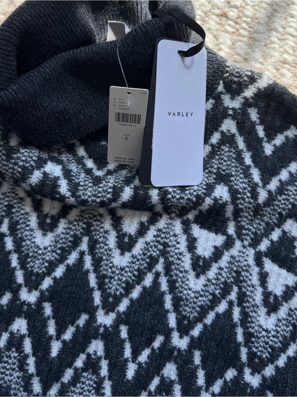 NWT Varley Geometric Cashmere Blend Turtleneck Sweater S - Picture 7 of 8